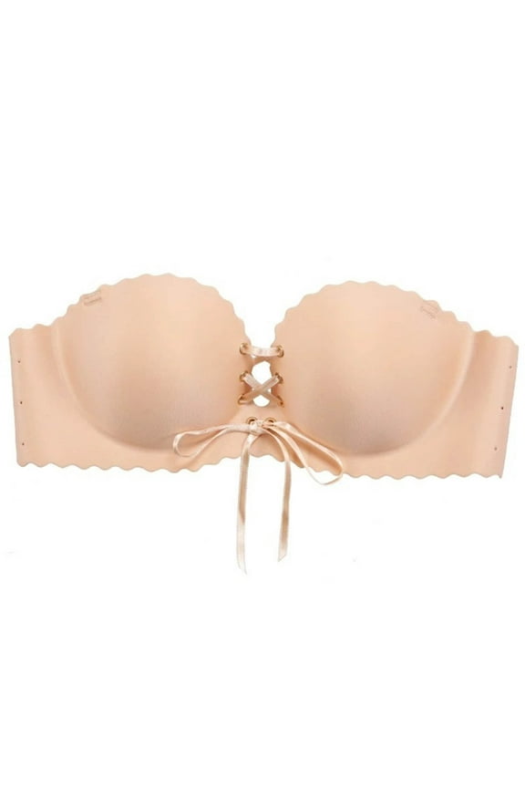 Everyday Bra for Women Invisible Drawstring Self Adhesive Backless Bra Deep V Sexy Strapless Push Up Bras
