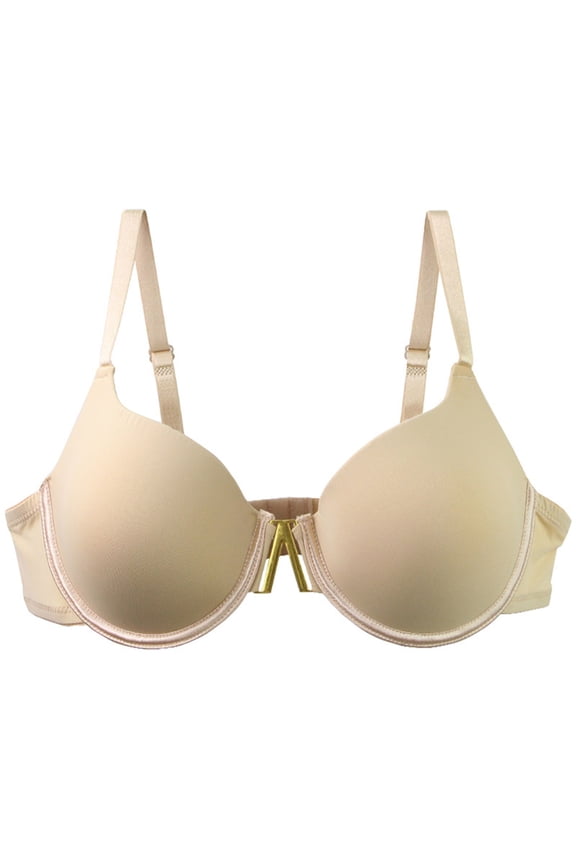Everyday Bras Plus Size Wireless - Women's Oversized Bra without Steel Rims Printed Underwear Beige 75C