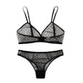 thumbnail image 1 of Everyday Bras for Women Adult Lingerie Bras Women Lingerie Set Lace Strap Lace Long Sleeve Lingerie Set for Women Satin Lace Sleepwear Set Cocky Underwear Correction Underwear Good Briefs Black XL, 1 of 5