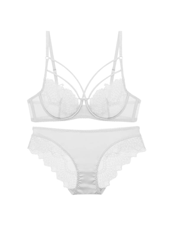 Everyday Bras for Women Men Med Underwear Lace Satin Lingerie Set with Robe Laundry Sexy Set Lace Lace Satin Pajama Set Womens Sexy Lace Lingerie Set 34 Underwear Big Men Brief Wedding White 36/80B