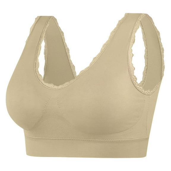 Everyday Bras Women Pullover Bra Feature V-Neck Longline Bra Style W-828 Khaki XXL