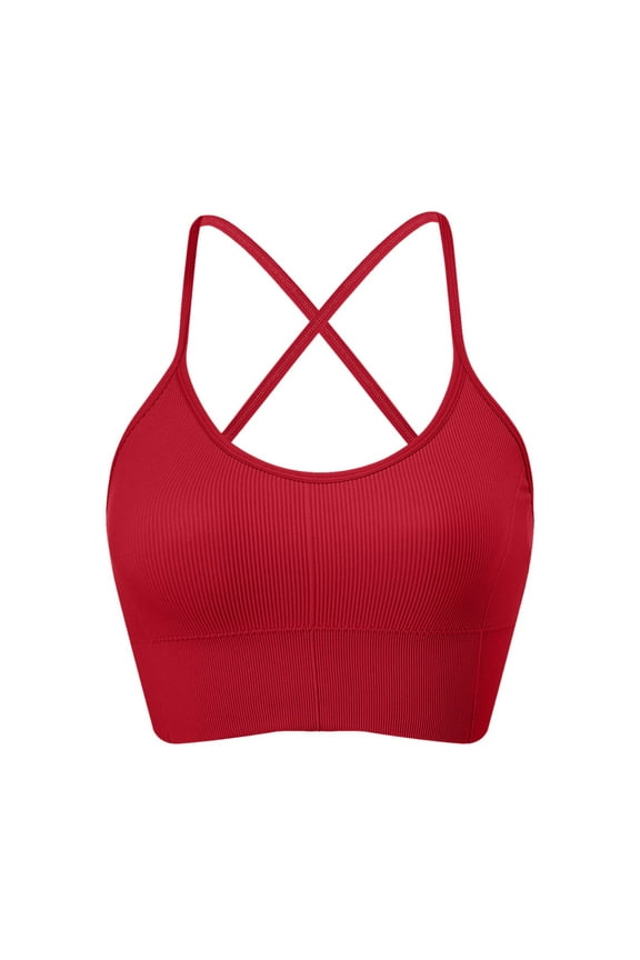 Everyday Bras for Women Sports Bra Non Removable Pads Compression Bra Woman Sports Bar Womens Sports Bra Women Bra Strapless Bra to Make Look Smaller Sports Bra Pack Bras Packs Front Red M