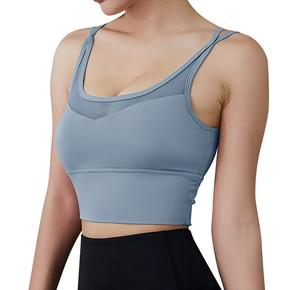 Everyday Bras for Women Womens Athletic Bras Crop Sports Bra Girls Running Tops Athletic Tops for Women Tops Womens Work Out Clothes Work Out Open Back Sports Bras for Women Padded Workout Light Blue