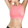 thumbnail image 1 of Everyday Bras Women Yoga Bras Solid Sleeveless Cold Shoulder Casual Tanks Blouse Tops V-Neck Pullover Bra Feature Hook and Eye Closure No Underwire Bra Style Y-544 , Pink-a XXL, 1 of 7