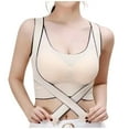 thumbnail image 1 of Everyday Bras for Women plus Size Compression Bra Low Sports Bra Brazier for Women Womens Bras No Underwire Padded Sports Bras for Running Bras Wireless Women's Push up Bra Women Bras plus Beige 3XL, 1 of 4