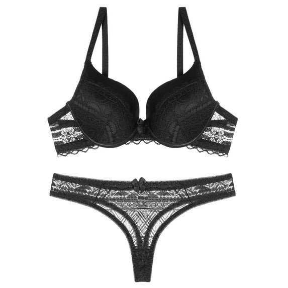 Everyday Bras for Women plus Size Lace Lingerie Set Lace Curtain Set Bed Set Twin Lace Lingerie Set Lace for Women Lace Bra Set Underwear Men Sweat Mens Comfy Underwear Lace Pajamas for Black 36B/80B