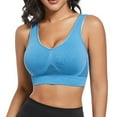 thumbnail image 1 of Everyday Bras for Women plus Sized Sports Bra 36c Bra Pack Low Support Sports Bras for Women Womens Wireless Bra Running Sports Bras Women Bras plus Size Front Closure Push up Bras Woman's Blue 3XL, 1 of 3