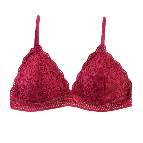 Everyday Bras Women's New Bra French Thin Lace Lace Sexy Bra With Padded Red One Size