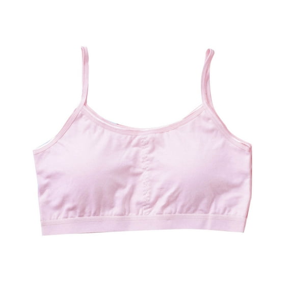 Everyday Bras for Girl New Girls' Bra Wirefree Developmental Stage Student Underwear with Sponge Bulge Points Children's Camisole Style B-37 Pinky XL