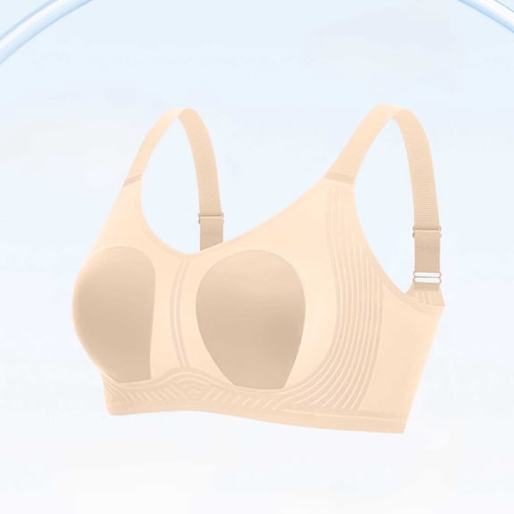 Everyday Bras for Women No Show - Women's Solid Color Sling Seamless Bra with Removable Pads Everyday Bras Khaki 3Xl