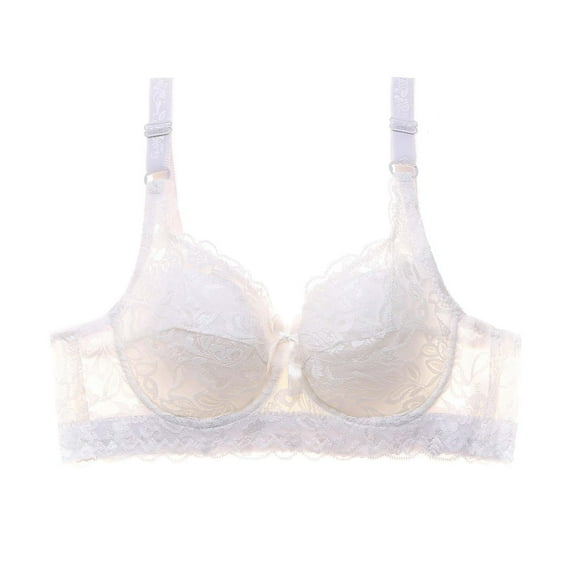 Everyday Bras for Women Support New Women Lace Lingerie Wire Bra Underwear Gathered Bra Women Bras No Underwire Style B-39 White