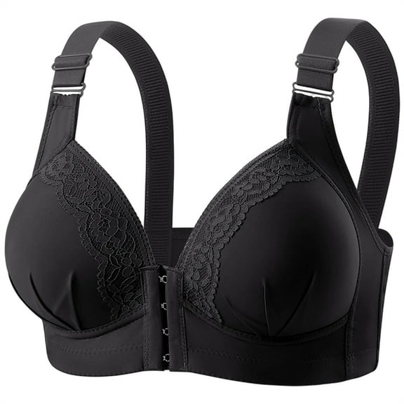 Everyday Bras for Women Supportive - Ladies Solid Color No Steel Ring Push Up Everyday Bra Black 38
