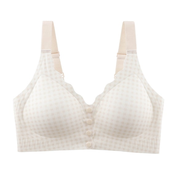 Everyday Bras for Women Underwire - Women's Non-Steel Lace Stitching Comfortable and Breathable Gathered Adjustable Bra Underwear Beige 3Xl