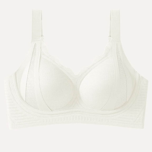 Everyday Bras for Women - Woman Seamless Thin without Rims Soft Support Gathered Breathable Underwear Daily Bra. White 3Xl