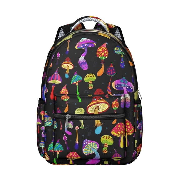Everyday Carry Mushroom Print Backpack, Large Capacity School Bookbag for College Students, Reliable Laptop Bag, Trendy Gift for Campus and Work
