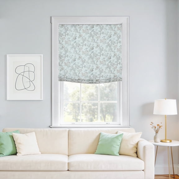 Everyday Celebration Blossombird Relaxed Roman Shade,Light Filtering Cordless Hand-Operated Soft Fold Blind,27x64" Multi