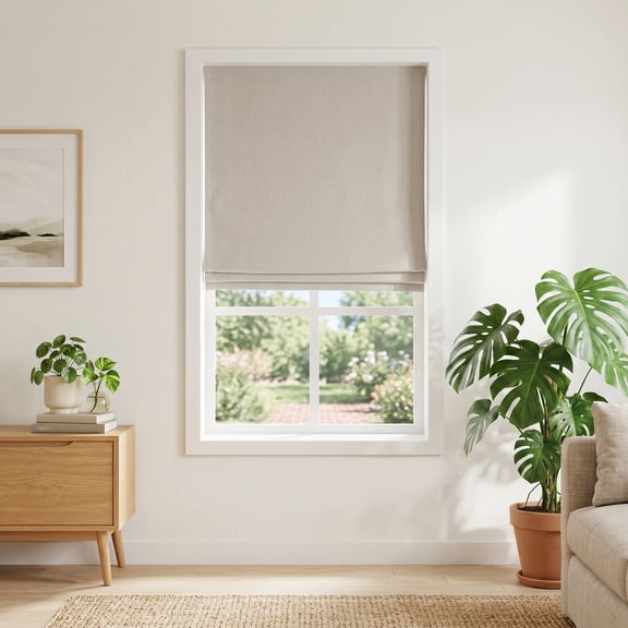 Everyday Celebration Chenille Blackout Cordless Roman Shade for Living Room, Bedroom 23x64" Oatmeal