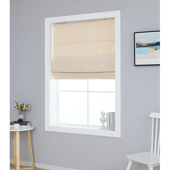Everyday Celebration Cordless Room Darkening Roman Window Shades, Vanilla 31 x 64 in
