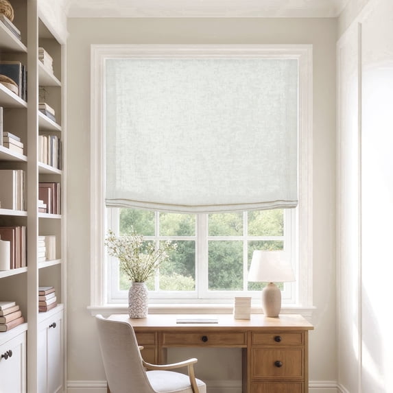 Everyday Celebration Light Filtering Relaxed Roman Shade,Cordless Hand-Operated Soft Fold Linen Blend Blind 29x64" Natural