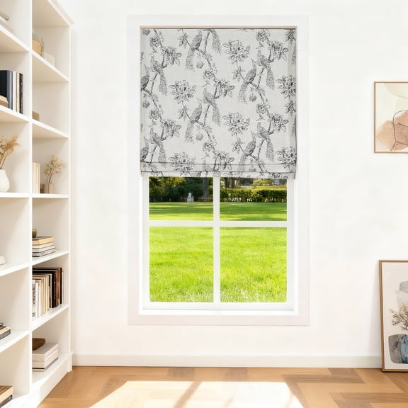 Everyday Celebration Peacock 100%Blackout Roman Shade 36x64" Black