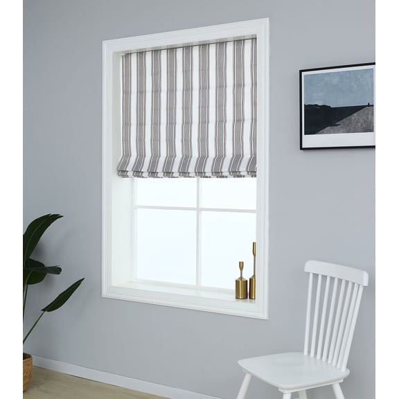 Everyday Celebration Yarn Dyed Roman Shades Blind, Vertical Stripe Room Darkening Window Shades