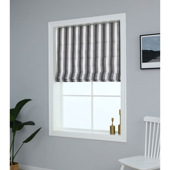 Everyday Celebration Yarn Dyed Roman Shades Blind, Vertical Stripe Room Darkening Window Shades
