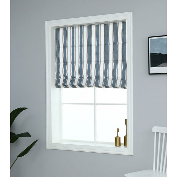 Everyday Celebration Yarn Dyed Roman Shades Blind, Vertical Stripe Room Darkening Window Shades