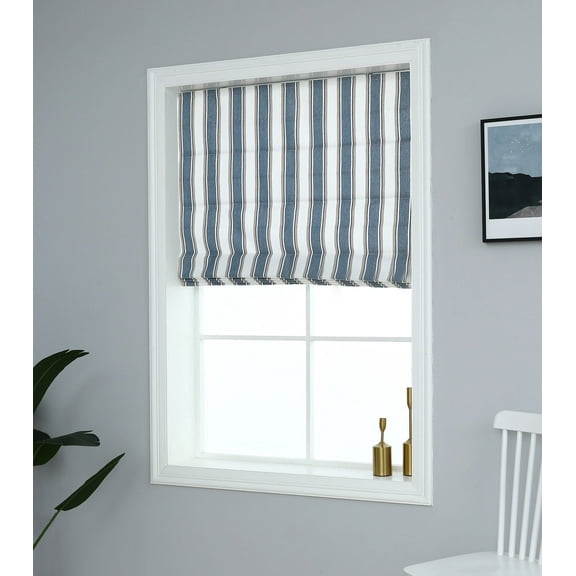 Everyday Celebration Yarn Dyed Roman Shades Blind, Vertical Stripe Room Darkening Window Shades