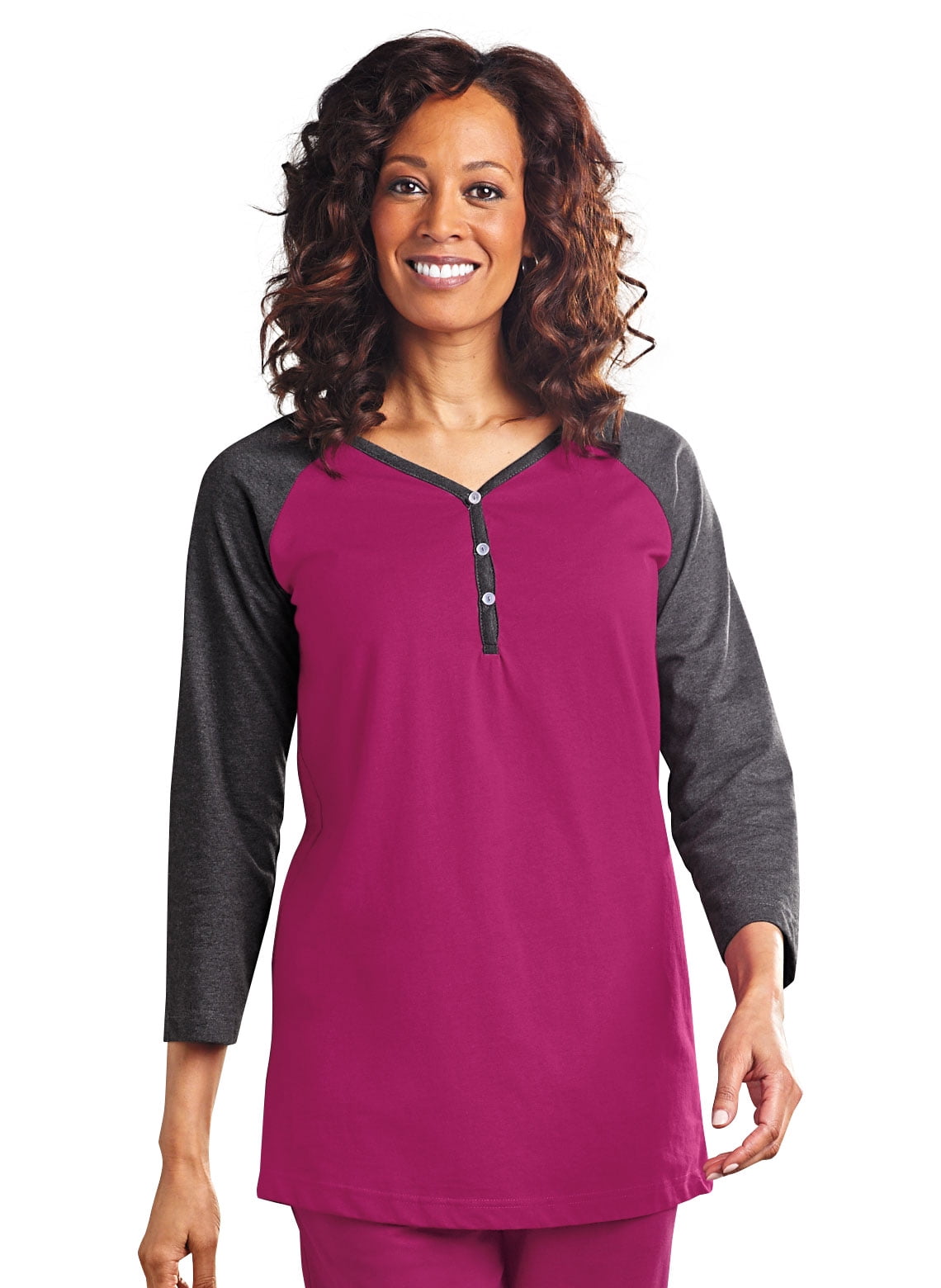 Everyday Colorblock Henley by Freedom Fit Zone - Walmart.com