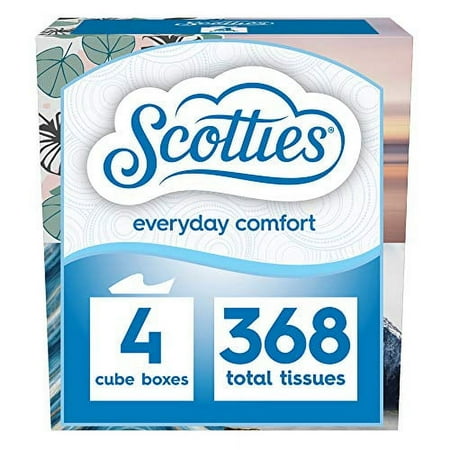 Scotties Everyday Comfort Facial Tissues, 92 Tissues per Box, 4 Pack, 92 Count (Pack of 4)