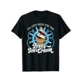 thumbnail image 1 of [Everyday Comfort] I'm Just Here for the Free Ice Cream Funny Graphic T-Shirt - Unisex Casual Round Neck Short Sleeve, 100% Cotton, S-XXXL, Black with Colorful Ice Cream Design,, 1 of 9