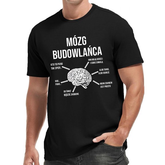 [Everyday Comfort] Men'S Mo?e Budowla Brain Graphic T-Shirt - Casual Summer Sho