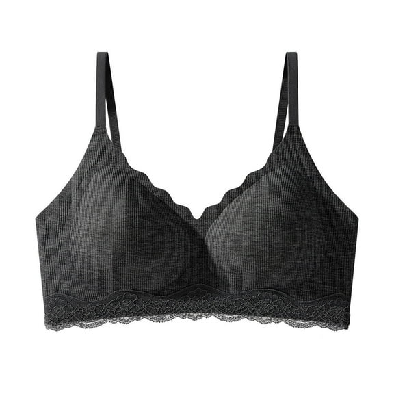 Everyday Comfortable Bras for Women - Woman Seamless Thin without Rims Soft Support Gathered Breathable Underwear Daily Bra. Dark Gray Xxl