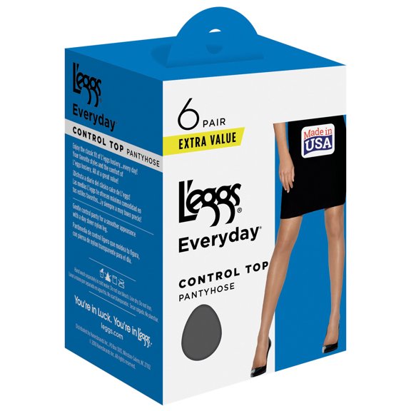 L'eggs womens Everyday Control Top Pq0j96 6 Pairs Pantyhose, Nude, Queen US