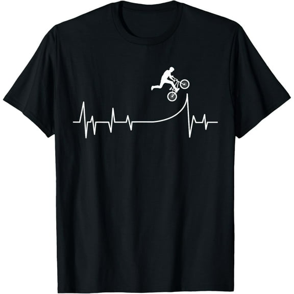 Everyday Cotton Comfort - BMX Rider Heartbeat - Bike Bicycle Stunt Racing Boys Men T-Shirt