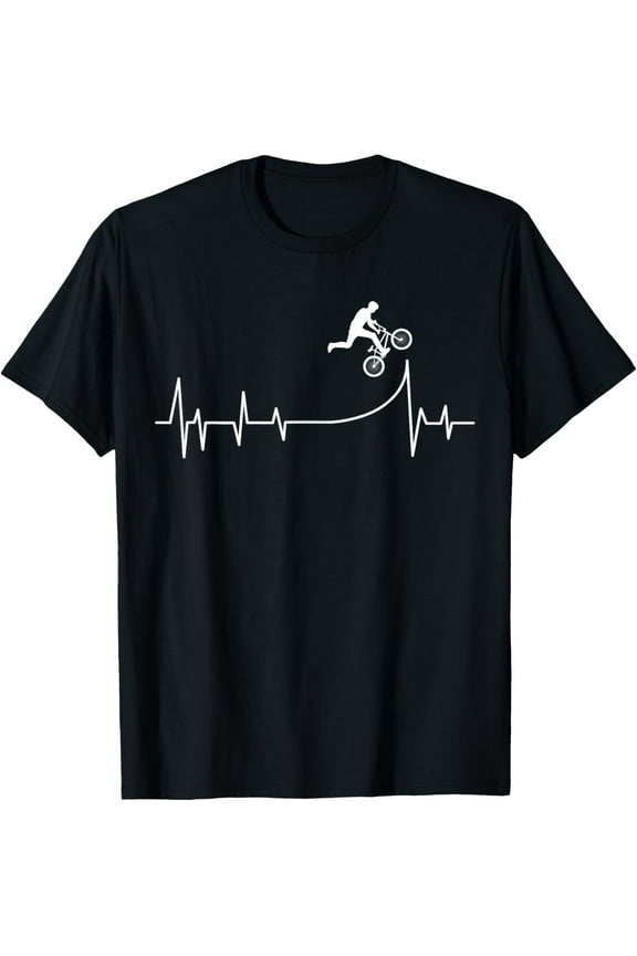 - BMX Rider Heartbeat - Bike Bicycle Stunt Racing Boys Men T-Shirt