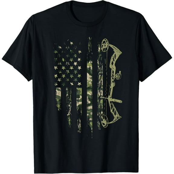 Everyday Cotton Comfort - Camo American Flag Bowhunting Bow Archery Deer Hunting Gift T-Shirt