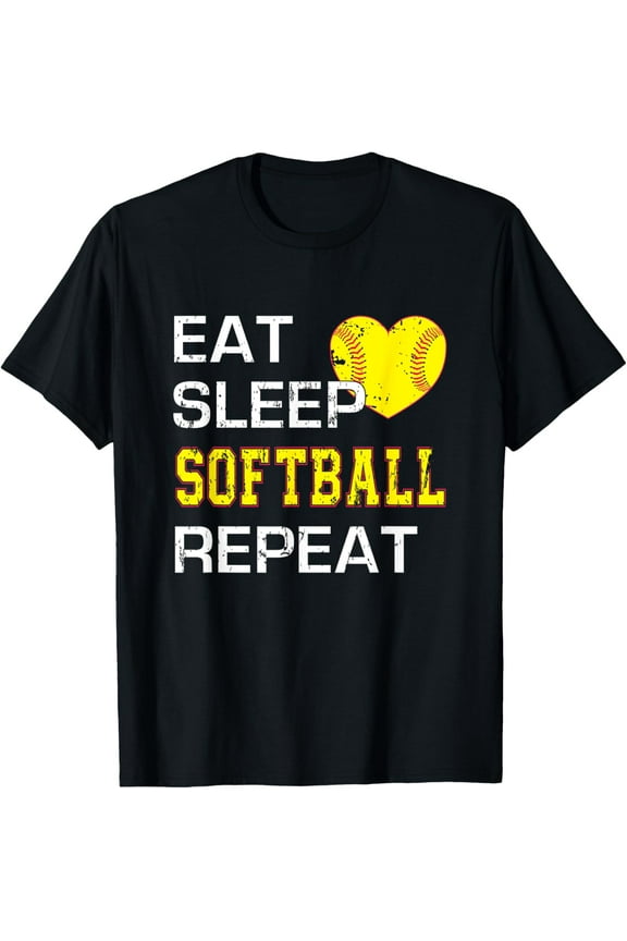 - Funny Softball Eat Sleep Softball Repeat for Girls Softball T-Shirt