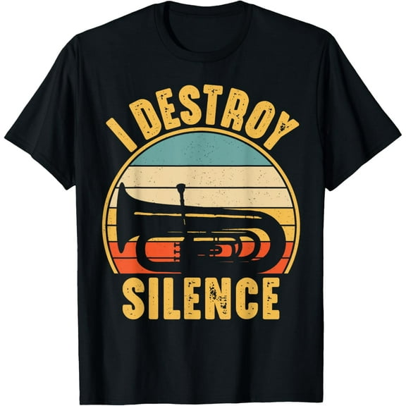 Everyday Cotton Comfort - Tuba Player Musical Instrument Funny I Destroy Silence Tuba T-Shirt