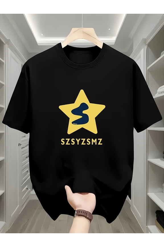 Everyday Custom Star T-Shirt, All-Purpose Casual Wear, Bold Monogram Graphic Top