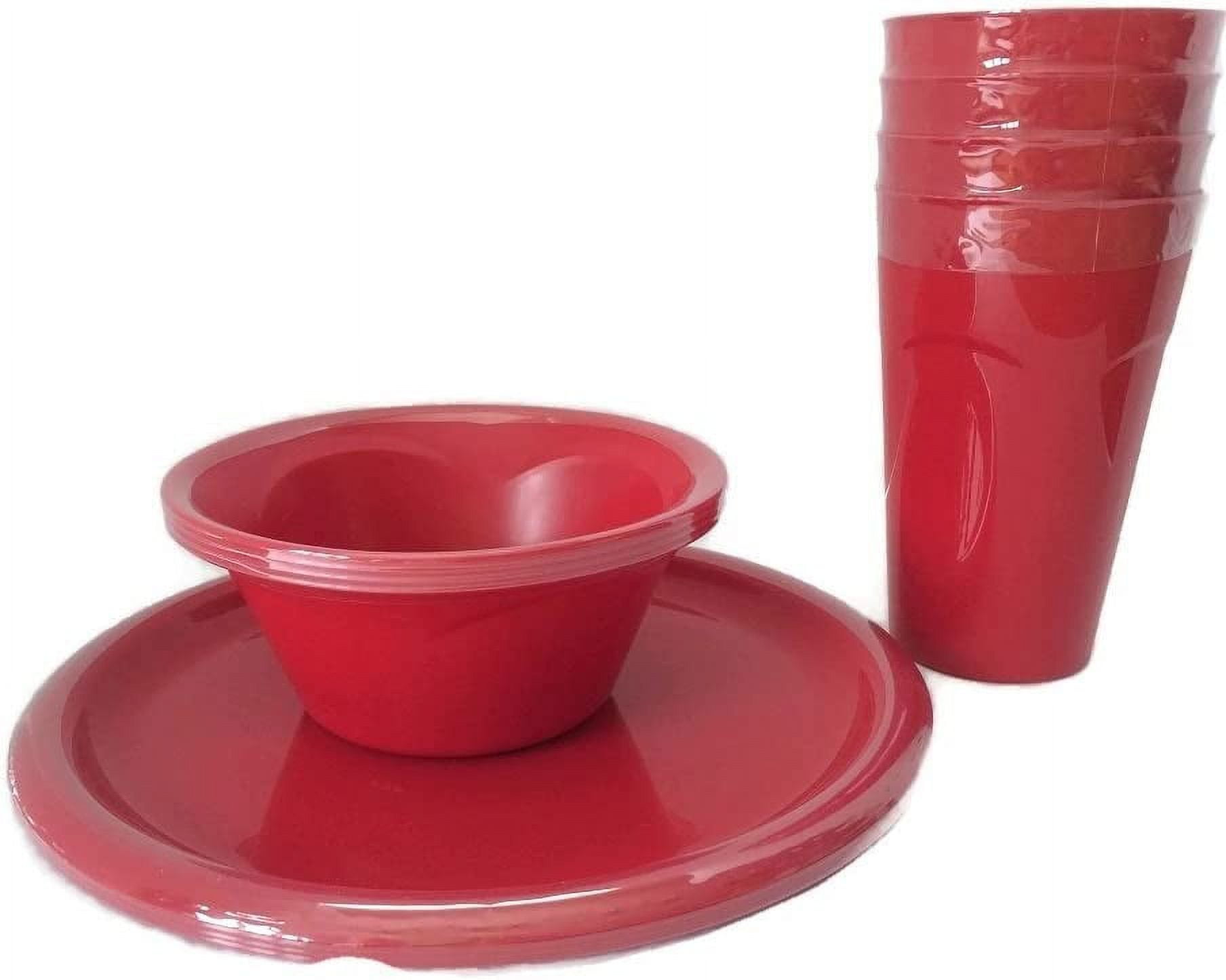  Set of 4 Reusable Melamine Red Plastic Party Cups : Home &  Kitchen