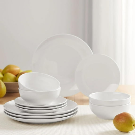 Everyday Dinnerware Set, Durable Ceramic Plates and Bowls, Chip Resistant for Daily Use, Dishwasher and Microwave Safe