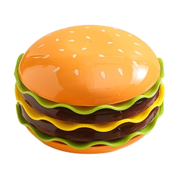 Everyday Dinnerware Sets Adorable Burger Style 7-Piece Stackable Plates with Lids and Bowls, Novelty Tableware Gift for Parties & Home Decor