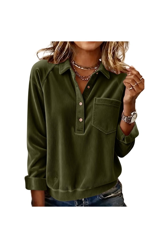 Everyday Essential Workwear Chic Blouse – Women's Elegant Casual Top with Solid Color Long Sleeves and Round Neck, Featuring Draped Minimalist Design and Relaxed Fit Tunic Style