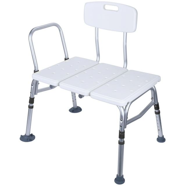 Everyday Essentials Adjustable Height Bath Shower Tub Bench Chair with Adjustable Backrest