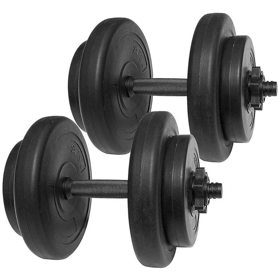 BalanceFrom 40 lb. Vinyl Coated Dumbbell Set, Adjustable Home Gym Strength Training, Black