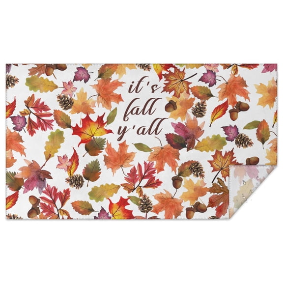Everyday Fall Tablecloth 60x102 Inch Rectangle, Autumn Thanksgiving Theme Table Cover - Stain Resistant Machine Washable Cloth for Kitchen & Dining Room