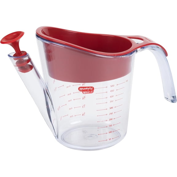 Everyday Fat Separator for Cooking, 2-Cup Heat-Resistant Separator with Pour Spout, Bottom Release Fat Separator for BBQ and Gravy, Strainer and Silicone Stopper for Mess-Free Use
