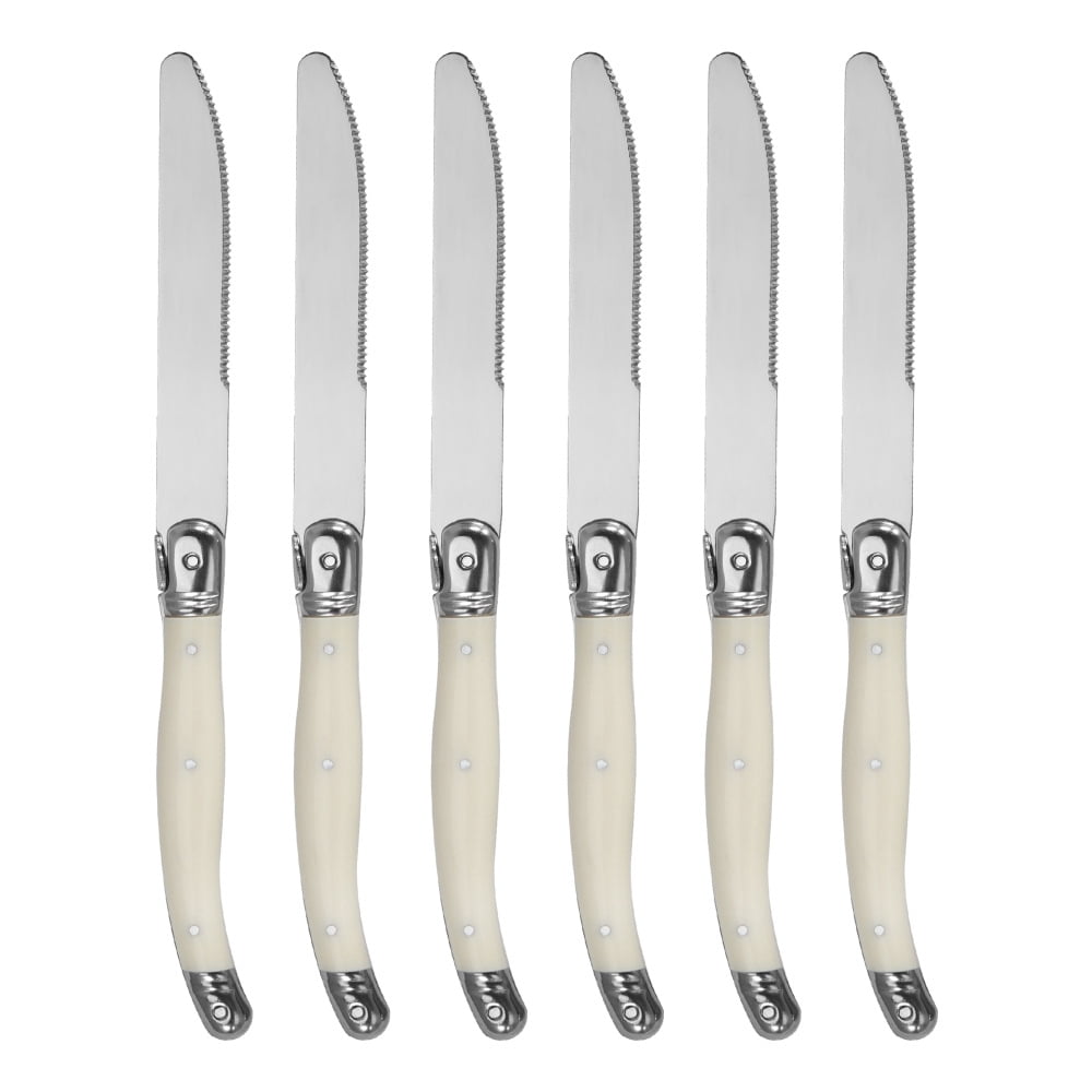 Everyday Flatware Set With Ivory Handles, Stainless Steel Dinnerware