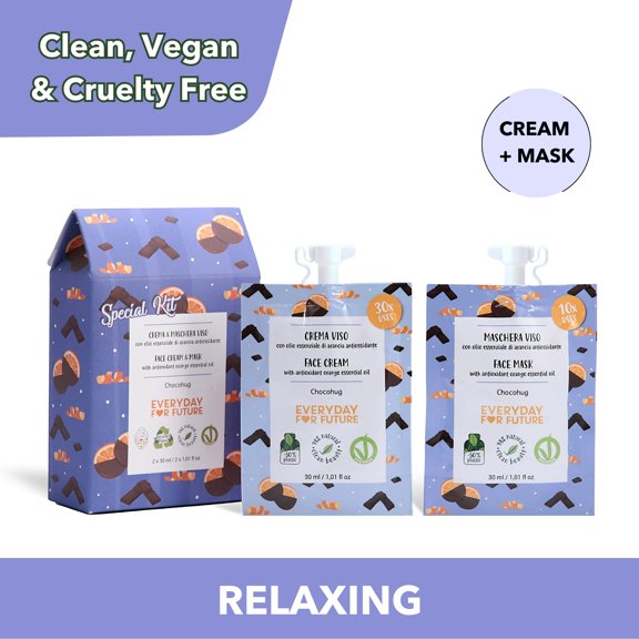 Everyday For Future Choco Hug Face Cream & Face Mask Kit, Relaxing, 2 x 1.01 fl oz